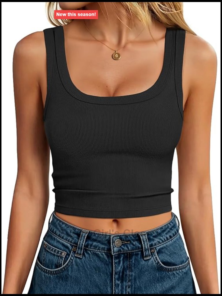 Scoop Neck Slim Fit Ribbed Crop Tank Top
